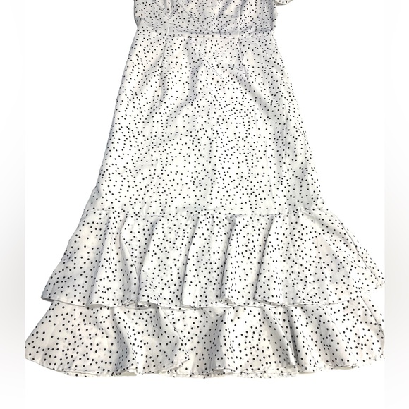 Midi Polka Dots Square Neck Layered Flared Dress - Picture 3 of 3